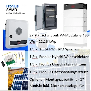 12,15 kWp Photovoltaik (PV) Anlage ++ neu ++ inkl. Speicher, Module, Wechselrichter, etc.
