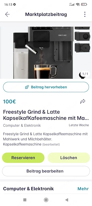 Kaffeemaschine mit Mahlwerk 
