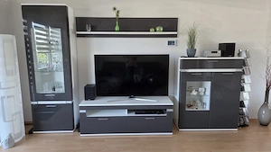 TV Wohnwand Graphit Hochglanz - modern & hochwertig 