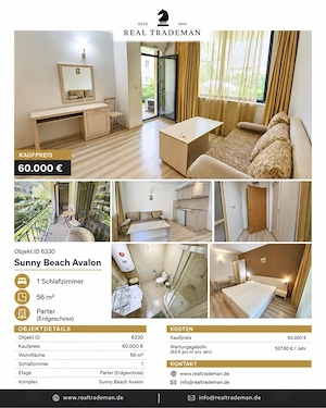 Apartment in Sunny Beach Avalon zu verkaufen 60.000 EUR