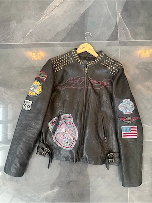 Ed Hardy Echtlederjacke Gr. M   Mini Skirt Mob Y2K