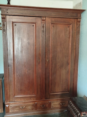 Titel: Antiker Echtholz-Kleiderschrank & Beistellschrank   Gründerzeit (Eiche)  