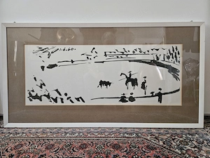 Pablo PICASSO Kunstdruck "Die Stierkampfarena mit Rahmen! LÁrene 01.6.60 Rarität! 