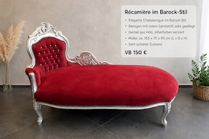 Chaiselongue aus rotem Samt zu verkaufen 