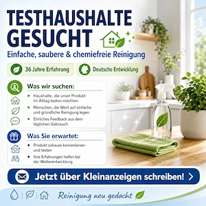 Testhaushalte gesucht   einfache, saubere & chemiefreie Reinigung