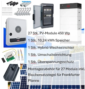 12,15 kWp Photovoltaik (PV) Anlage ++ neu ++ Komplett-Set inkl. Speicher, Module, Wechselrichter etc