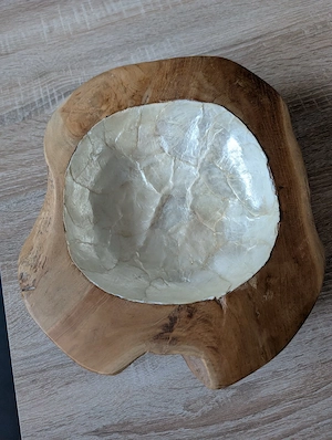 Dekoschale Teakholz mit Perlmutt 
