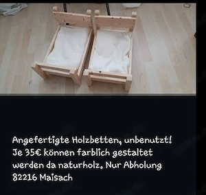 Kinderbettchen - Puppenbettchen - Massivholz - NEU