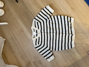 H&M Strickshirt weiß schwarz gestreift Gr. XS 34