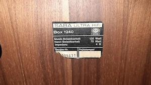 2x Lautsprecher SABA ULTRA HiFi Box 1240, 4 Ohm, 120W 70W