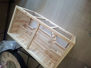 Nagerkäfig aus Holz mit 3 Etagen + Zubehör | erst 2 Monate alt