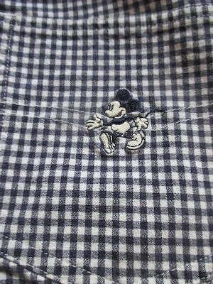 NEU Marine Sailor Navy Maritim Vichy Karo Micky Maus Stickerei VINTAGE High Waist Hose Donaldson XS