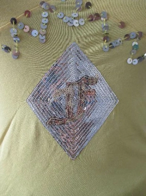 NEUw Glitzer Pailletten Spaghetti Träger Top T-Shirt mit Esprit 34- 36  XS- S sonnen zitronen-gelb