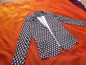 NEU 50er Jahre Pinup Style Anzug Kostüm Kurz Blazer Jacke H&M 36-38  S schwarz weiß hell-grau