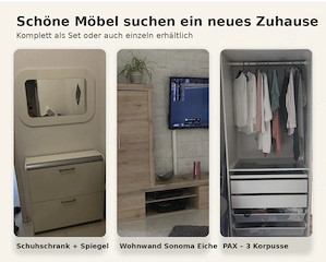 Möbel-Komplettpaket   PAX + Wohnwand + Schuhschrank Spiegel