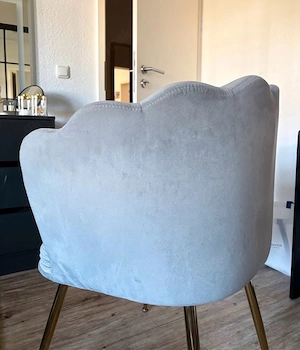  Samtsessel Muschelform Hellgrau