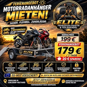 Motorradanhänger Vermietung Ferienangebot