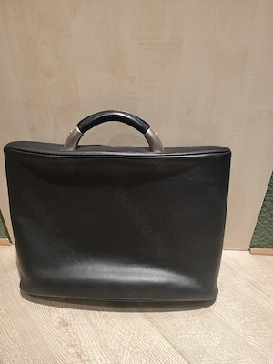 Schultertasche Leder- Mappe Laptop Akten Hand-Tasche ,Schwarz
