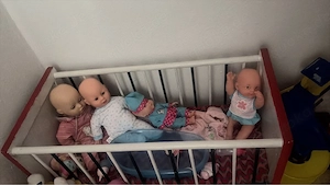 handgemachtes Puppen,bett mit Zubehör