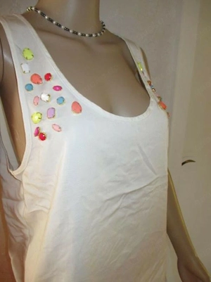 NEU 1990er VINTAGE Grosse Strass Kristalle Seiden Satin Ärmellose Blusen Top REVIEW 40-42  M ivory