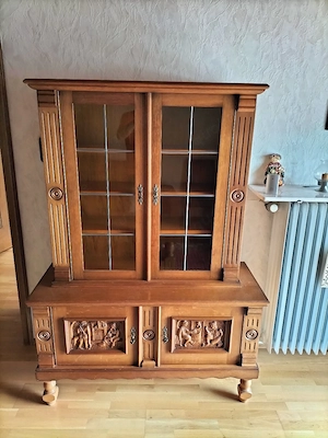 Vitrinen Schrank Vintage Eiche massiv hell