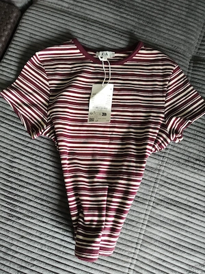 Damen T-Shirt NEU rot beige gestreift