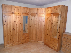 Kiefer Eck-Kleiderschrank 3 teilig, Stellmaß: 260 x 220 cm