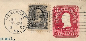 Washington-Ehepaar Frankatur auf US-Konsulatsbrief von 1907 (T117) Bild 4