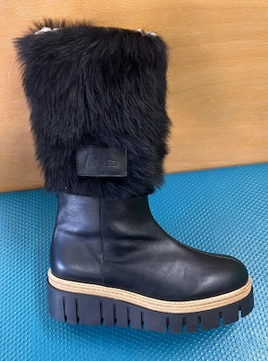 Ammann Ardon Damenstiefel mit Lammfellfutter Glattleder Fell schwarz Gr.40 NEU !