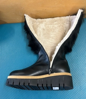 Ammann Ardon Damenstiefel mit Lammfellfutter Glattleder Fell schwarz Gr.40 NEU !