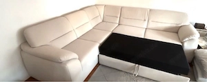 Sofa L Couch Creme mit Bettfunktion & Schubkasten 9 Monate benutzt