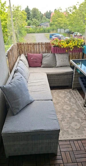 Polyrattan Sitzecke mit Tisch für Garten und Balkon