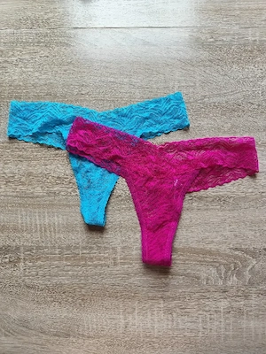 Damen Spitze Strings 2er Set   Magenta Pink & Blau   Lingerie   Unterwäsche