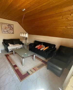 Hochwertige Büffelleder Sofagarnitur   3-Sitzer, 2-Sitzer & Sessel mit Hocker   Echtleder