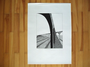 Einfarbiger Siebdruck (Serigrafie) 5 von 12 "Aquädukte", handsigniert
