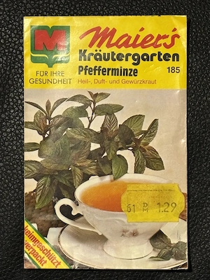 Vintage Samentüte "Pfefferminze", 1970er, altersentsprechender Zustand, ungeöffnet