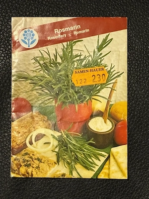 Vintage Samentüte "Rosmarin", um 1980, alterentsprechender Zustand, ungeöffnet