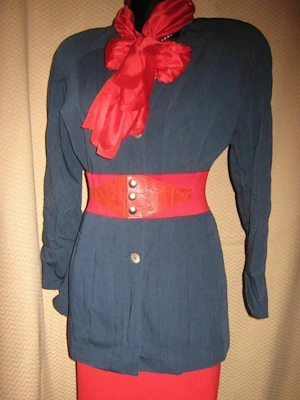 NEU Edel VINTAGE Maritim Navy Marine Sailor Style Kostüm Anzug Blazer CARTOON 40-42 M dunkel blau 
