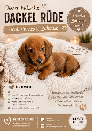 Diese süße Dackel Rüde sucht eine neue Familie 