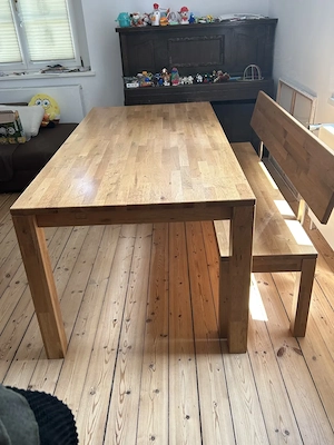 Massivholz Esstisch Eiche + Sitzbank, LYON&KOLDA, beides 1000 EUR (kann auch getrennt gekauft werden