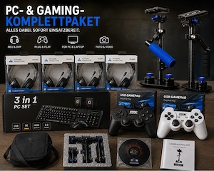 PC-, Gaming- & Kamera-Komplettpaket   Viel Zubehör