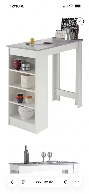 BARTISCH rechteckig Grau, Weiß Grau, Weiß, 115 50 103 cm