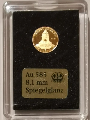 Goldmünze "Völkerschlachtdenkmal" 585er Gold 0,28 Gramm, Spiegelglanz
