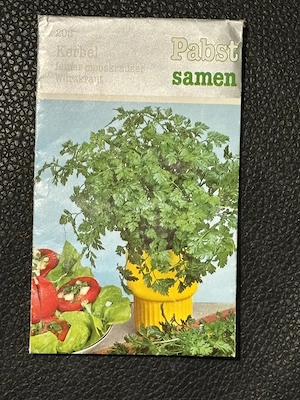 Vintage Samentüte "Kerbel", aus 1970er Jahren, guter Zustand