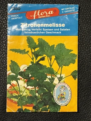 Vintage Samentüte "Zitronenmelisse", Ende der 1970er Jahre, guter Zustand