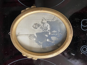 Bild Portrait 1900 Klein Oval mit Rahmen Holzrahmen 