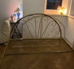 Original DICO Holland Vintage Bettgestell 140x200 Gold Messing 70er Mid-Century Design Bild 3