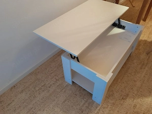 höhenverstellbarer Wohnzimmertisch weiß Top 
