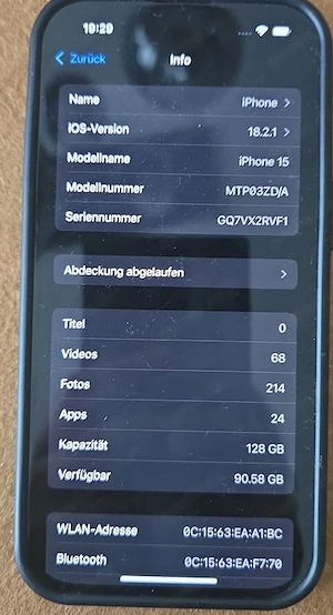 iPhone 15 128 GB   99 % Akku, neuwertig, inklusive Schutzhülle