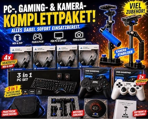 PC-, Gaming- & Kamera-Komplettpaket | Viel Zubehör